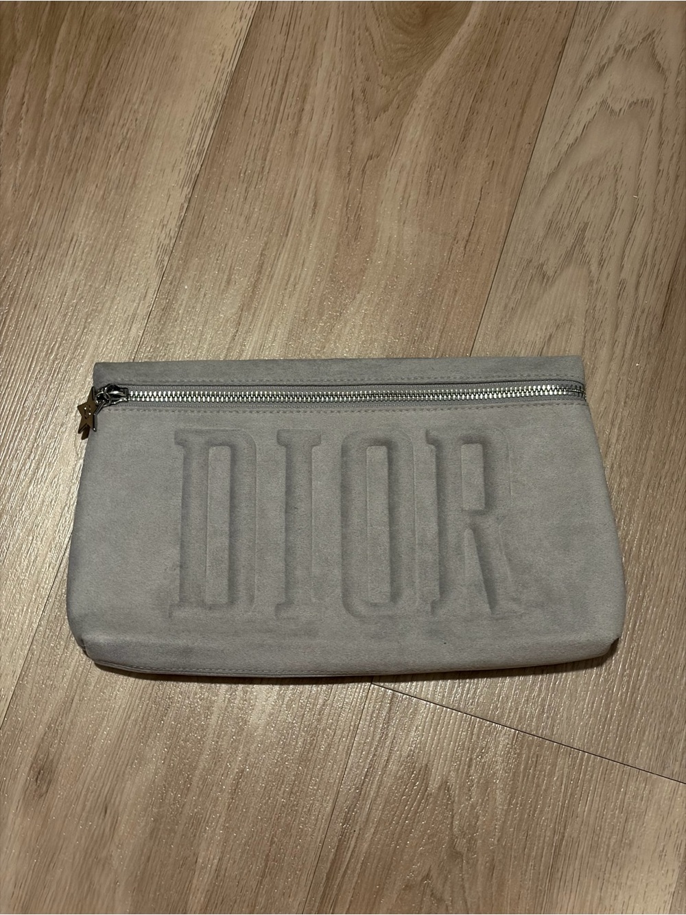 Dior Gray Suede Toiletry Pouch Clutch